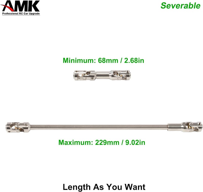 AMK 68-229mm Severable Ruled SCX10 Driveshaft Stainless Steel TRX4 Drive Shaft for 1/10 RC Crawler Sportys Scalers GSPEED Axial Capra UTB10 Pro Upgrades DIY LCG Rig (1Pcs Silver) - Image 4